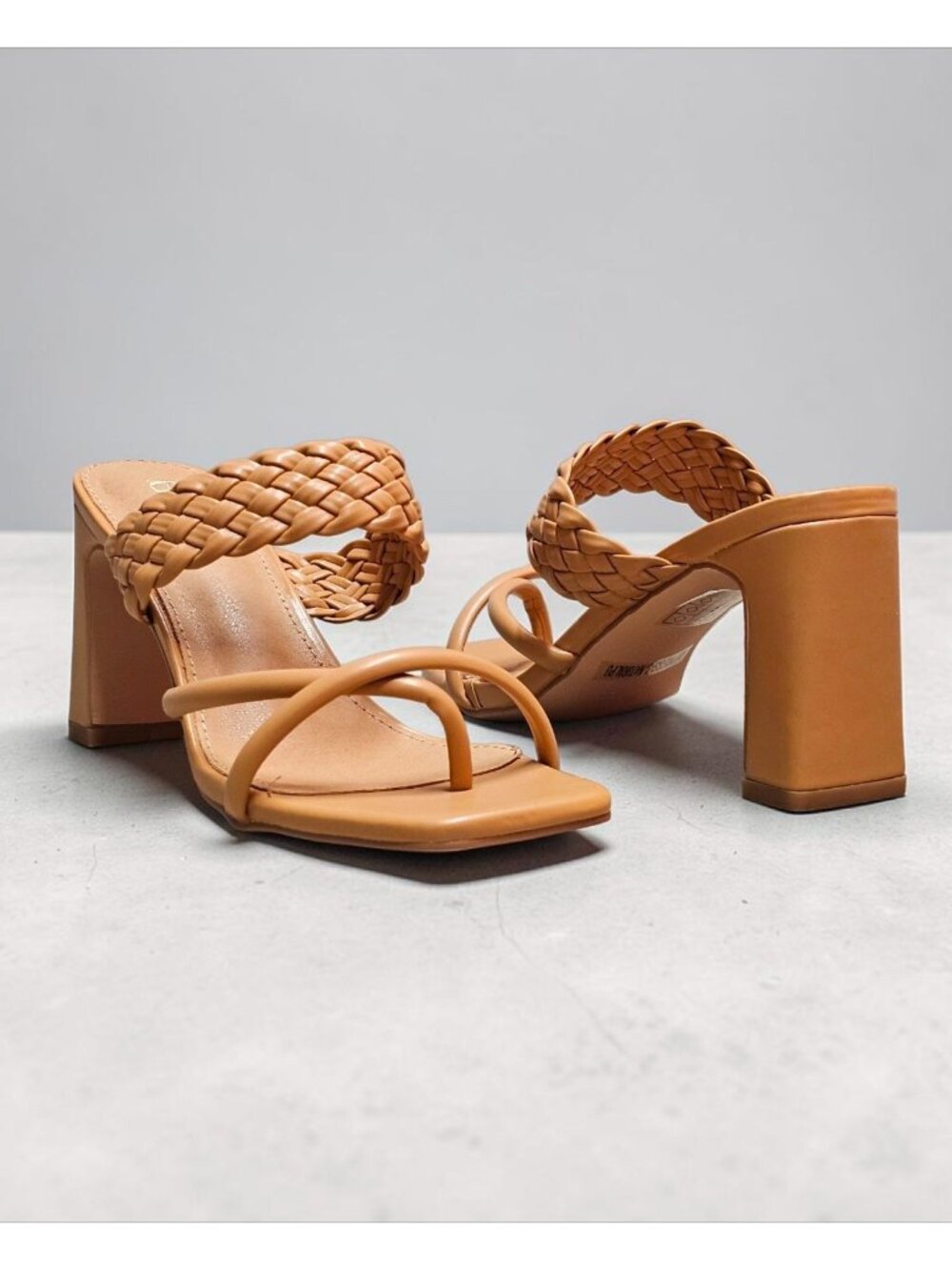 Braided Natural Block Heel Sandals With Strappy Design For Women - Picture 8 of 16